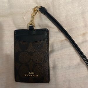 Coach Lanyard Card Holder Brown/Black